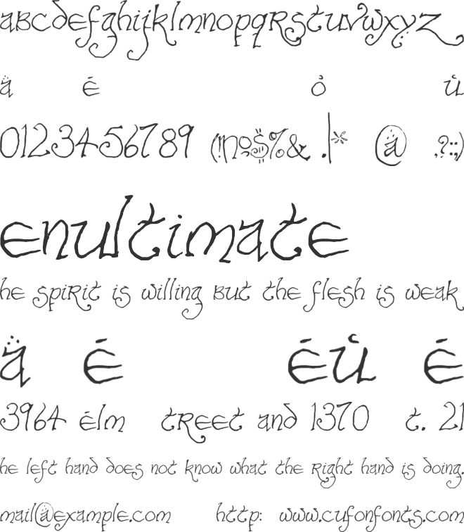 Bilbo Hand font preview