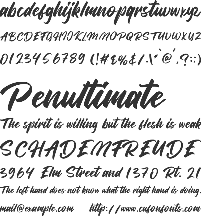 Bangela font preview