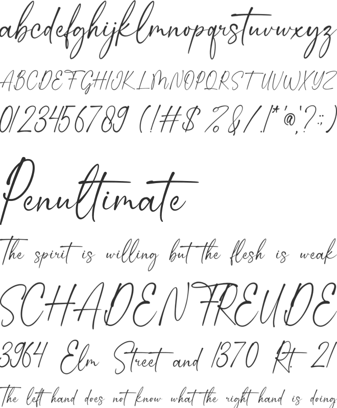 Calistha font preview