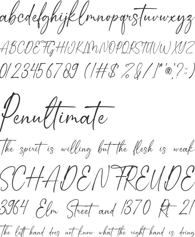 Calistha font preview