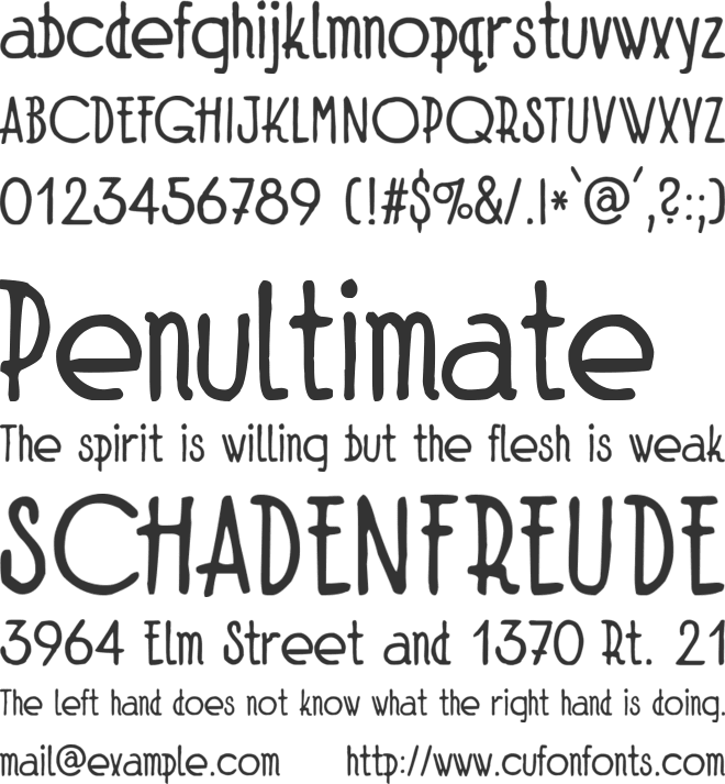 Art School Calendar 1931 font preview