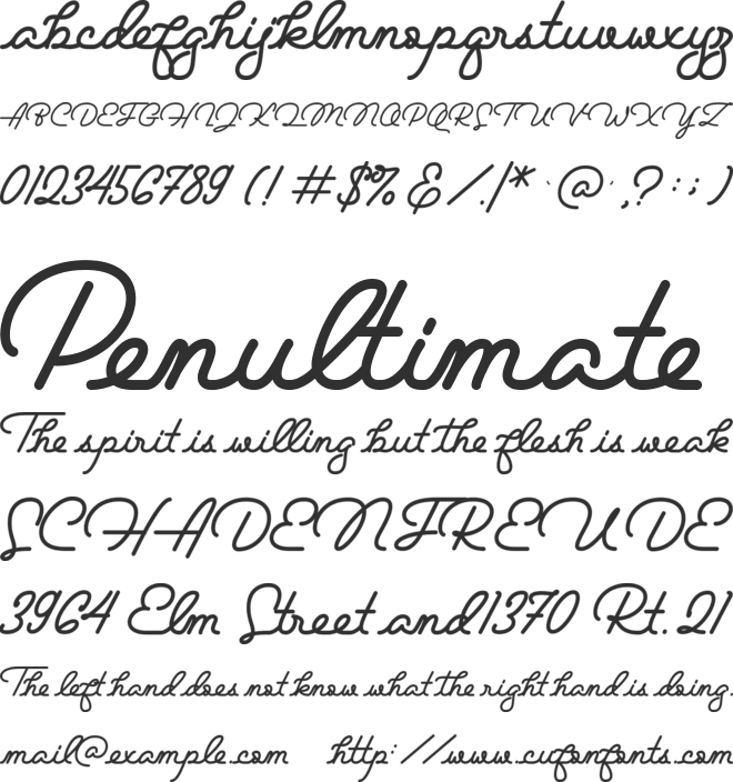 Bouncy Manuscript font preview