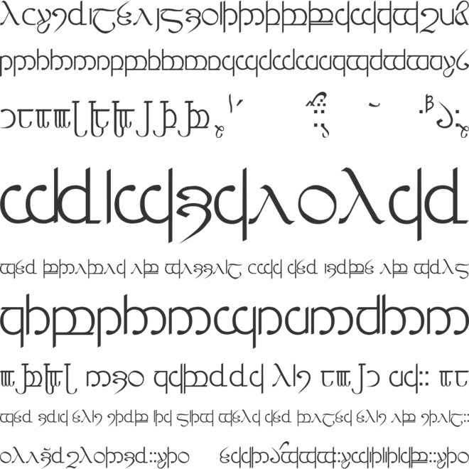 Tengwar 3+4+5 font preview