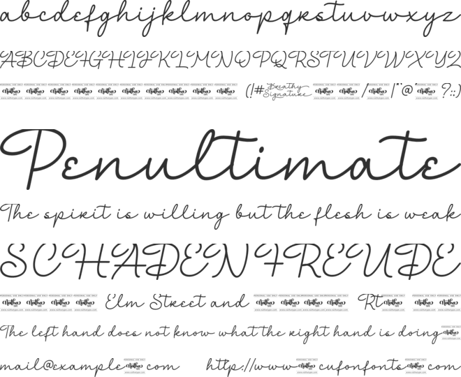 Breathy Signature Personal Use font preview
