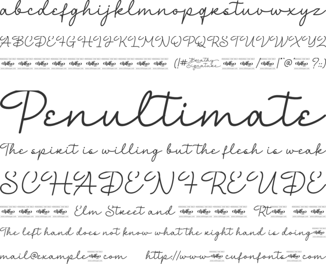 Breathy Signature Personal Use font preview