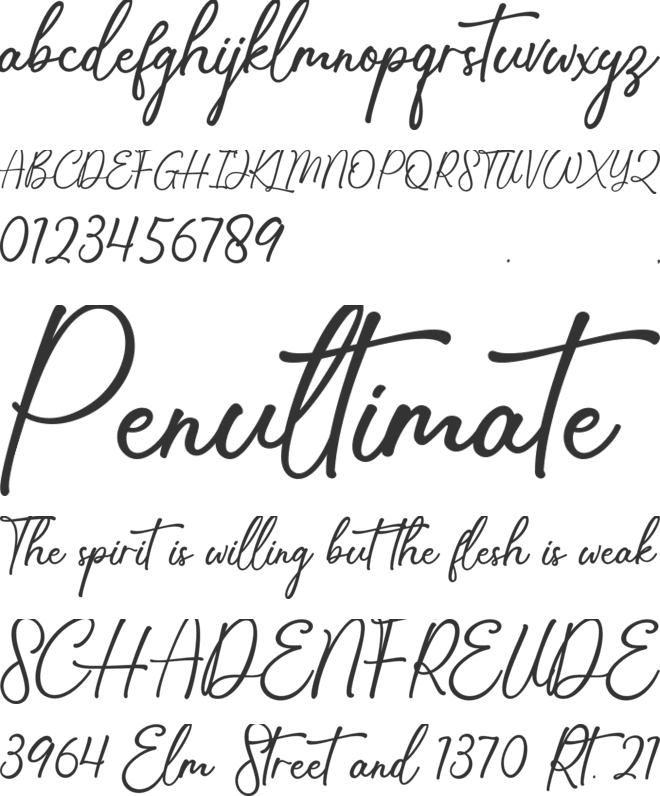 Gabriella Handwritten font preview