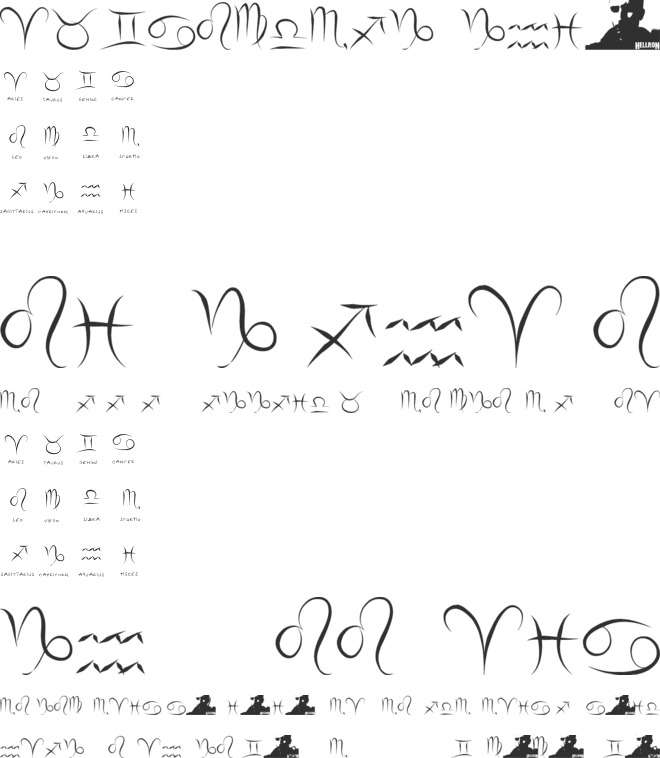 Zodiac Hellron font preview