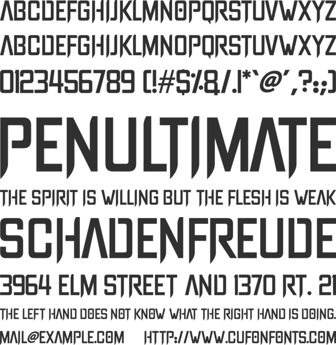 Into The Void font preview