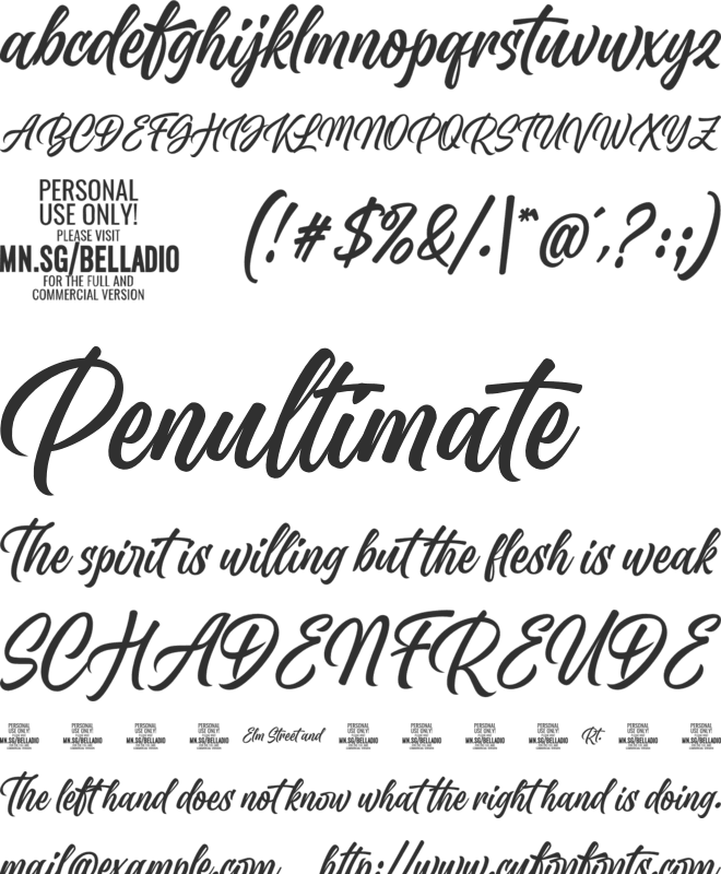 Belladio PERSONAL USE ONLY font preview