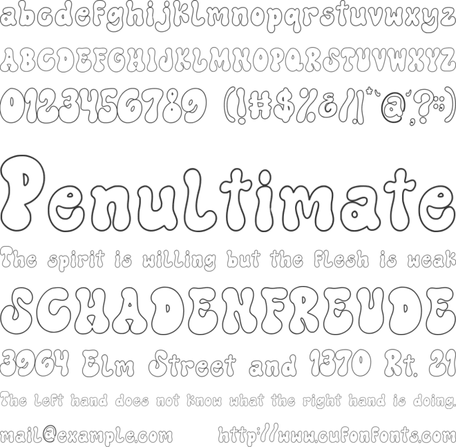 Pinky Donuts Outline font preview