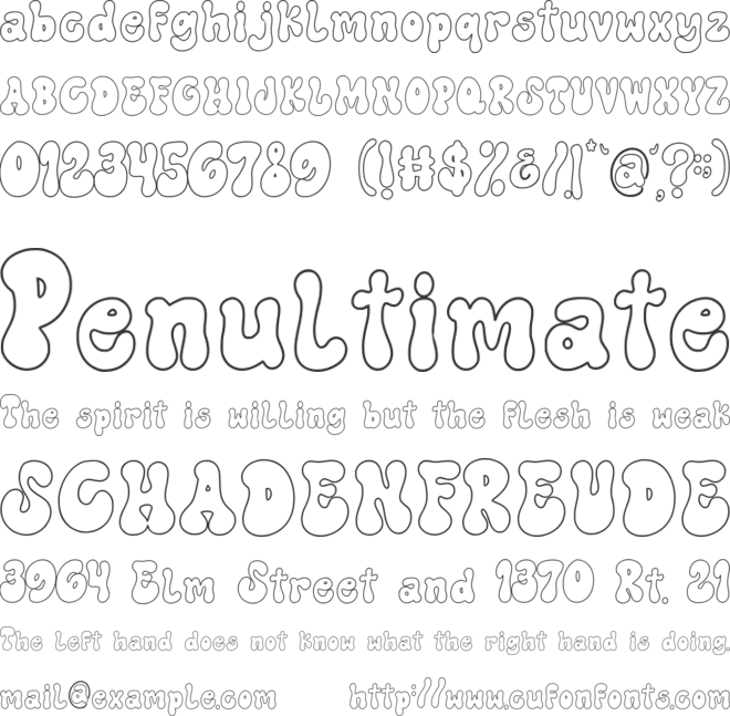 Pinky Donuts Outline font preview