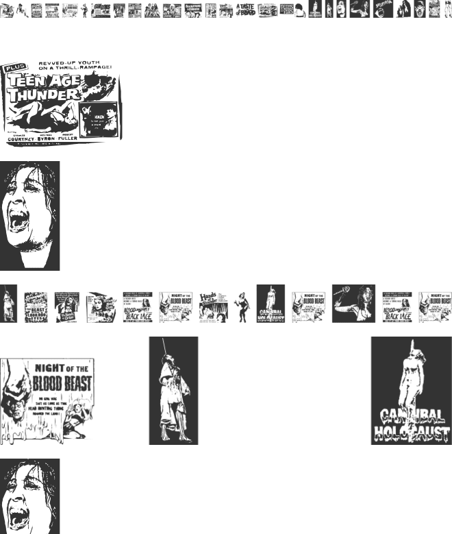 B Movie Dings font preview