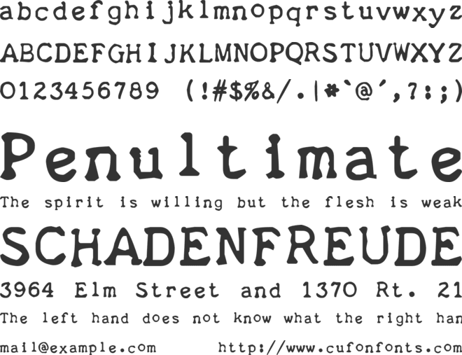 zai Royal P Typewriter 1933 font preview