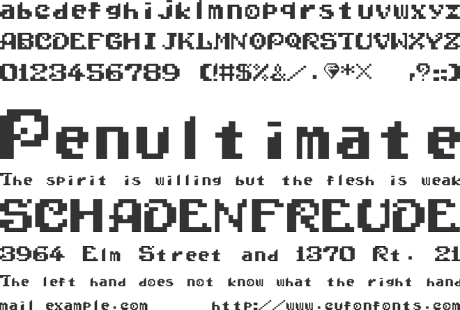 Wonder Boy In Monster World font preview