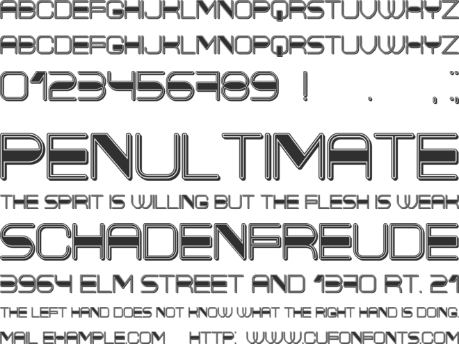 Thickened font preview