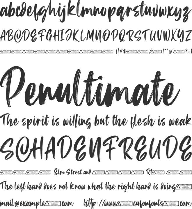 Penthool font preview