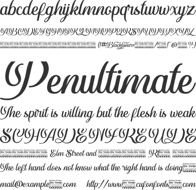 Blacklunar Personal Use font preview