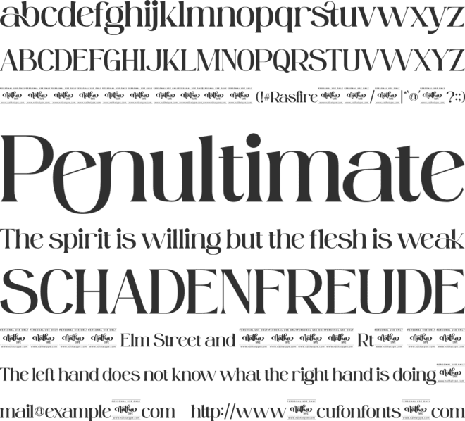Rasfire  Personal Use font preview