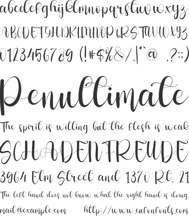 Romantic font preview