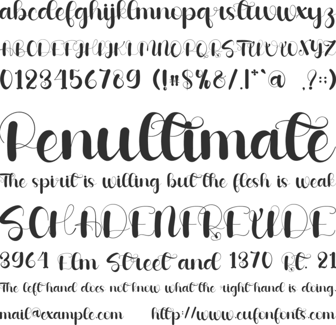 Wedding font preview
