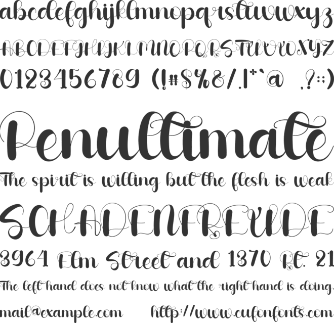 Wedding font preview