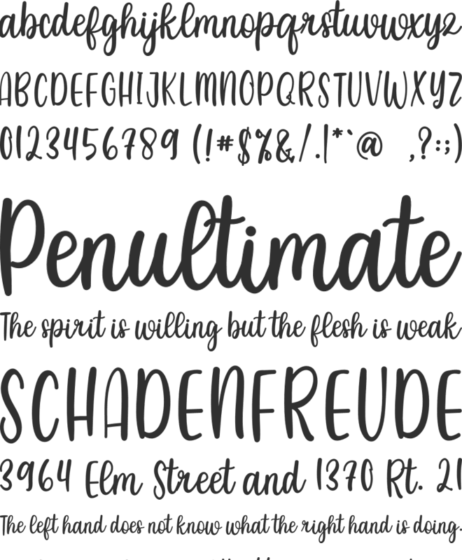 Creative Writer font preview