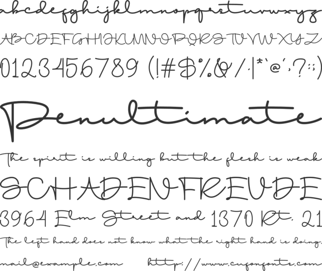 Dunialy font preview