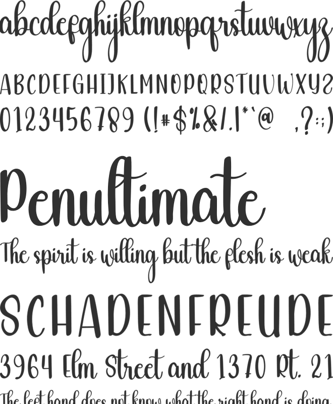 Middlelove font preview