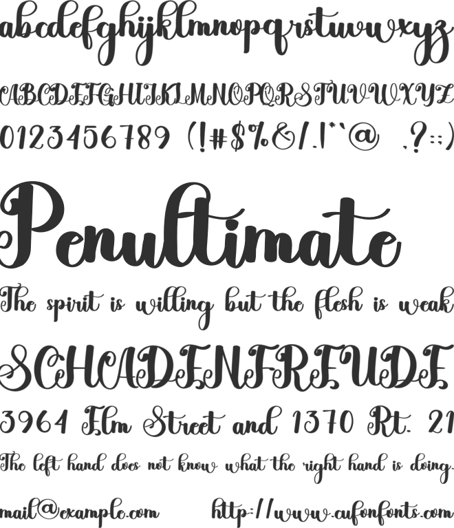 Speciality font preview