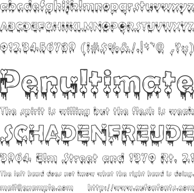 Zombite font preview
