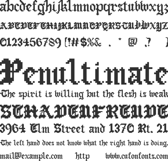 Old English Gothic Pixel font preview