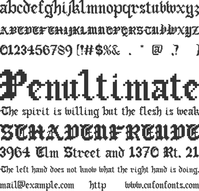 Old English Gothic Pixel font preview