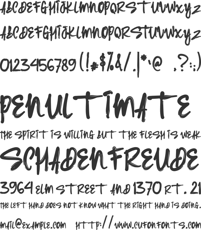 Up Town Brush font preview