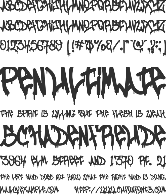 Zombies Coming Graffiti font preview