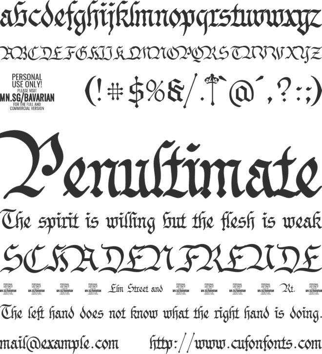 Bavarian Crown  PERSONAL font preview