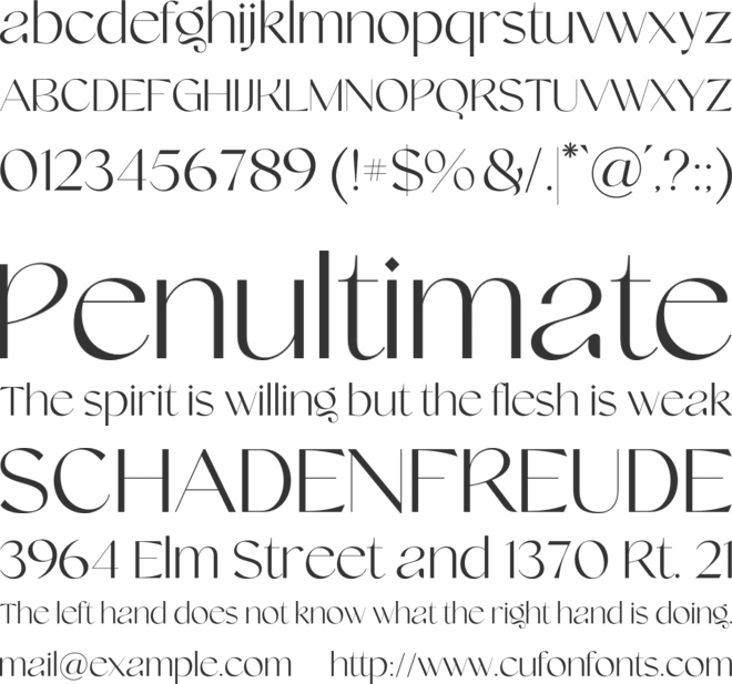 Rayleigh Glamour font preview