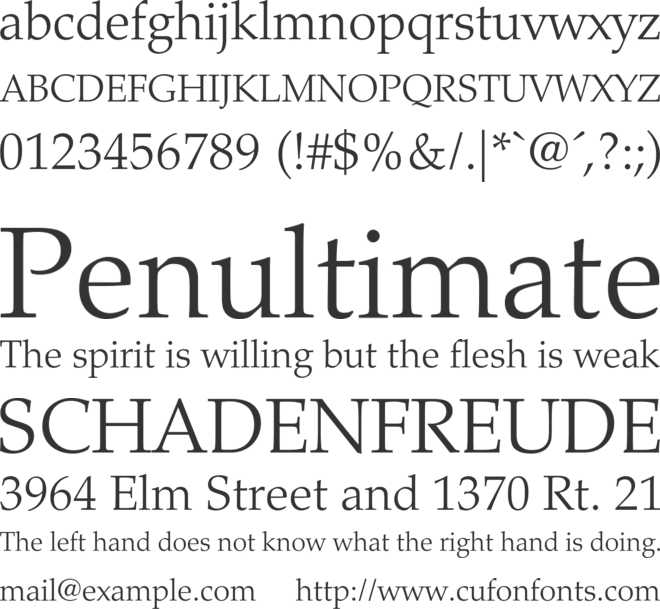 Palatino LT font preview