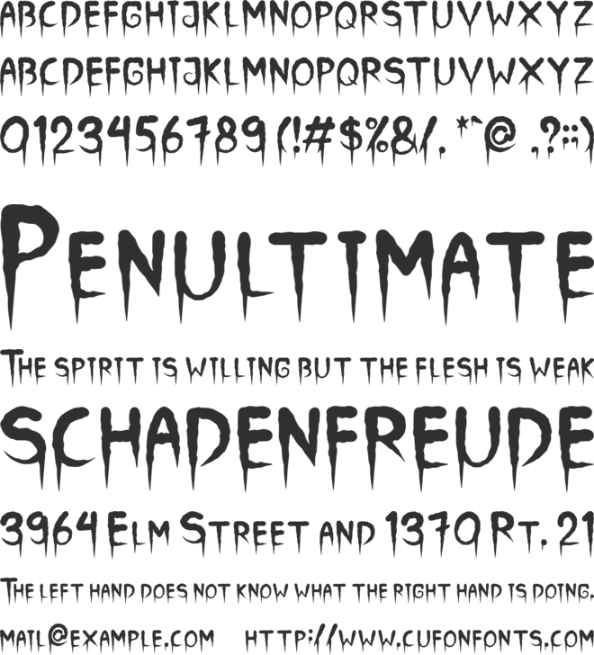 Horror font preview