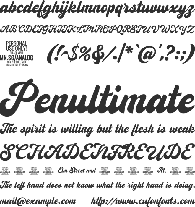 Analog Script Clean PERSONAL font preview