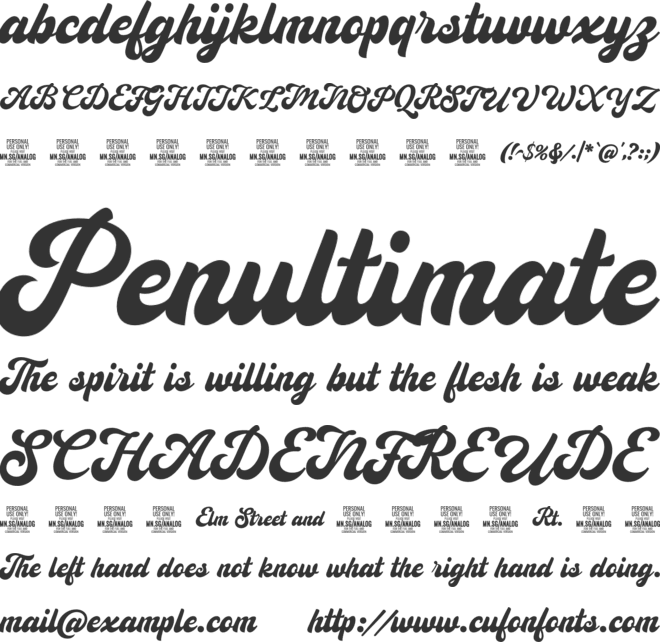 Analog Script Clean PERSONAL font preview