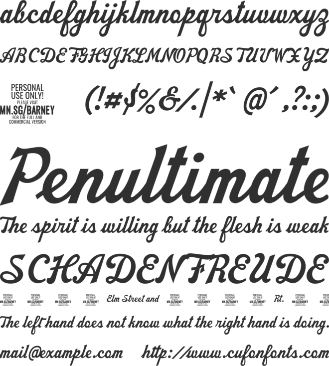 Barney Script PERSONAL USE font preview