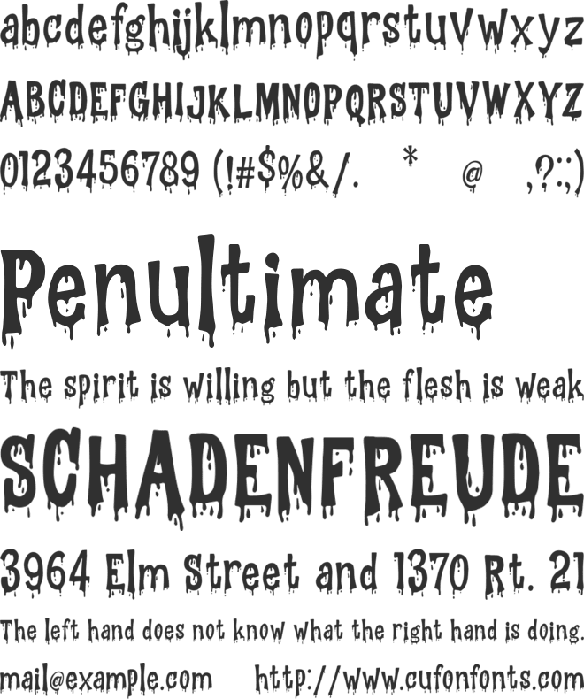 The crot blood font preview