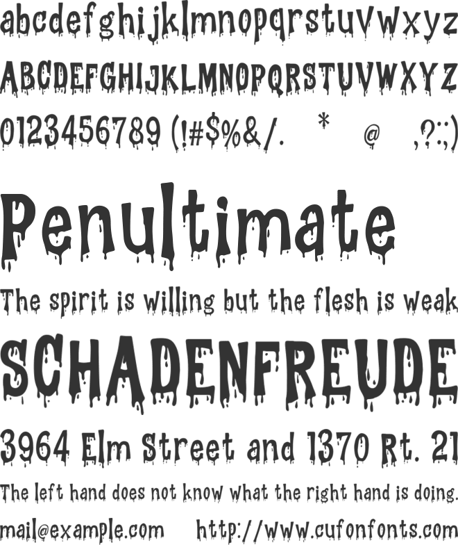 The crot blood font preview