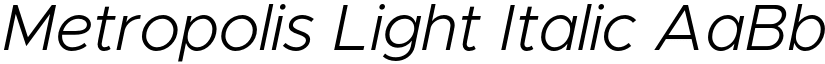 Metropolis Light Italic font