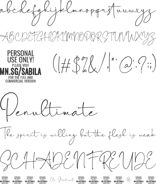 Sabila Renytha PERSONAL USE font preview