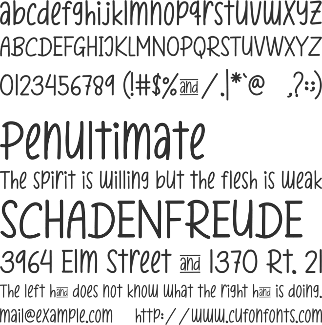 Home And Work font preview