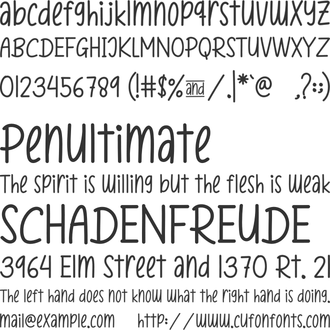 Home And Work font preview