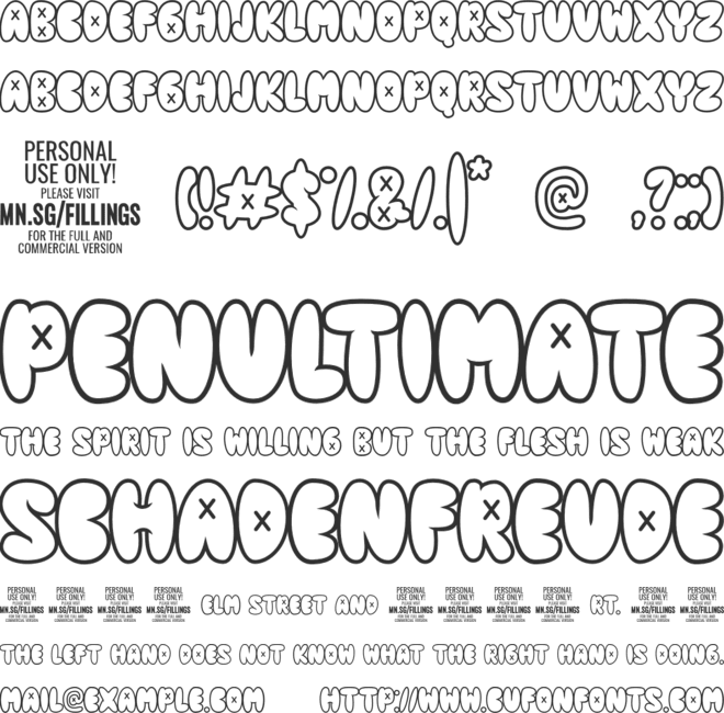 Fillings Urban Outl PERSONAL USE font preview