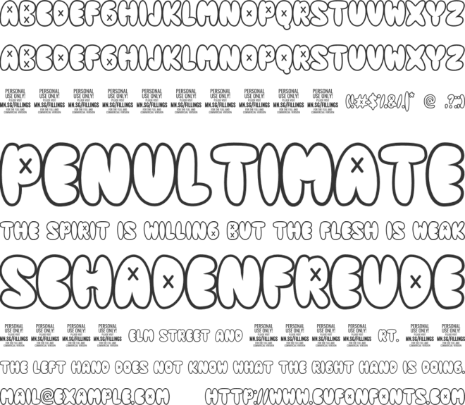 Fillings Urban Outl PERSONAL USE font preview