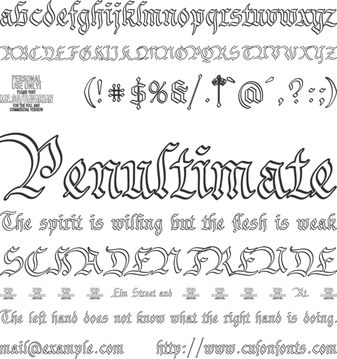 Bavarian Outline PERSONAL font preview